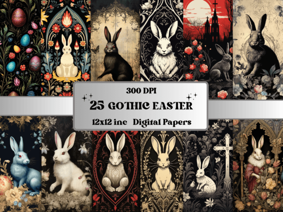 Download Gothic Creepy Easter Digital Paper - Gothic creepy Collection