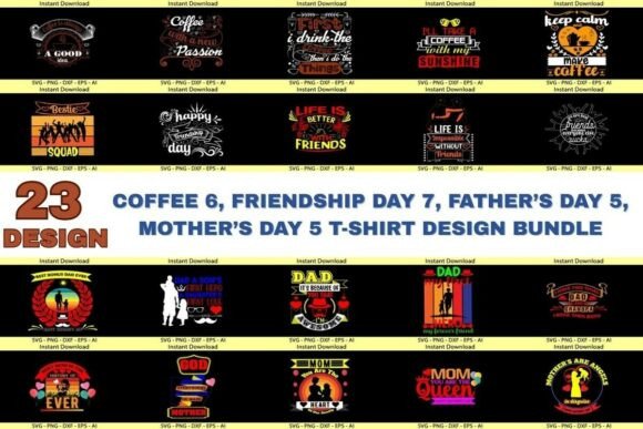 Download Coffee &amp; Family T-Shirt Design Bundle - Premium Resources