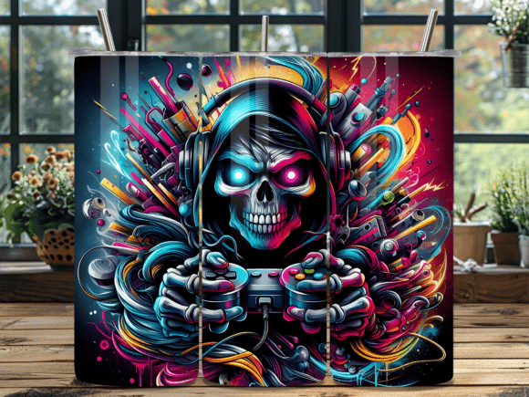 Download Cyberpunk Skull Pro Gamer Tumbler Wrap - Cyber Collection