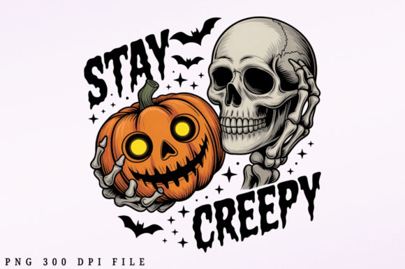 Download Retro Pumpkin Stay Creepy PNG Design - Creepy png Collection